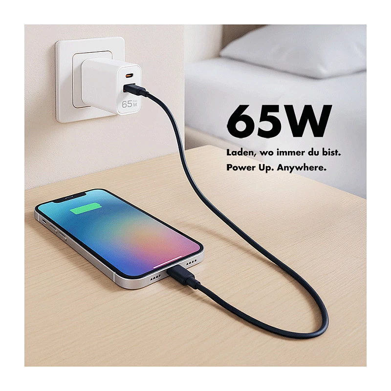 Logilink USB-A/C nabíjačka 65 W GaN, 1x USB-A (QC), 1x USB-C (PD), biela