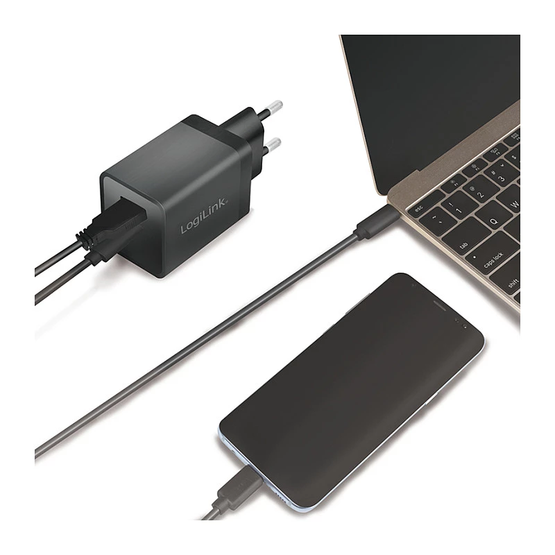 Logilink USB-A/C nabíjacia sada, 15 W, po 1x USB-A, 1x USB-C, čierna
