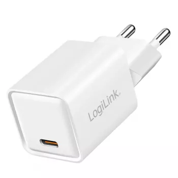 LogiLink USB-C nabíjačka 20 W GaN, 1 port, USB Power Delivery, biela