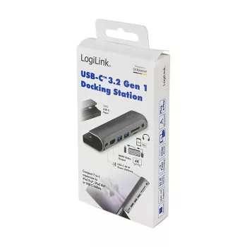 LOGILINK USB-C dokovacia stanica, 7-portová, USB 3.2 Gen1, 100W PD, 4K HDMI, pre iPad, hliníková (UA0385)