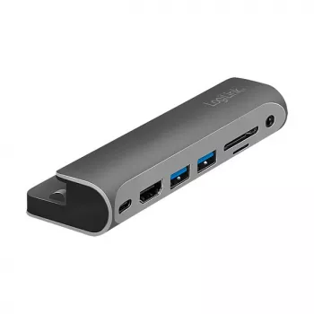 LOGILINK USB-C dokovacia stanica, 7-portová, USB 3.2 Gen1, 100W PD, 4K HDMI, pre iPad, hliníková (UA0385)