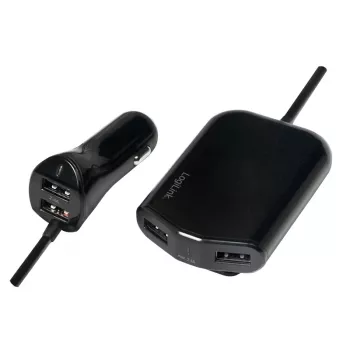 Logilink USB nabíjačka do auta, 2+2 porty, 24 W, čierna