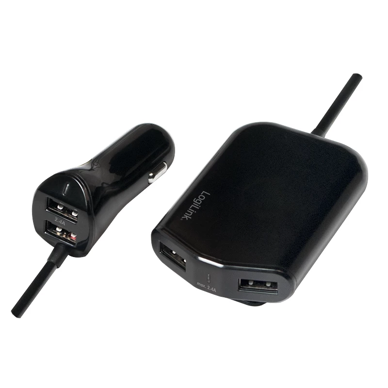 Logilink USB nabíjačka do auta, 2+2 porty, 24 W, čierna