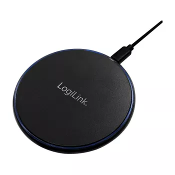 LogiLink bezdrôtová stolná rýchlonabíjačka 10 W Qi nabíjacia podložka čierna