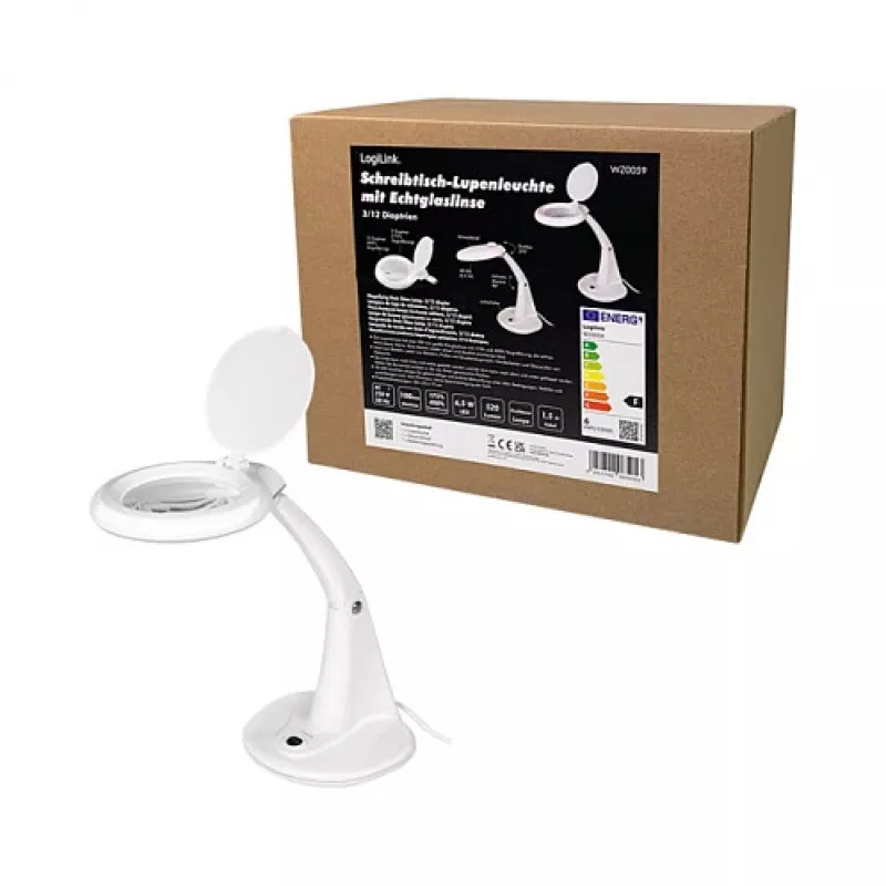LogiLink WZ0059 LED lampa s lupou a stolovým stojanom, 3 dioptrie, 40 LED, 6,5 W