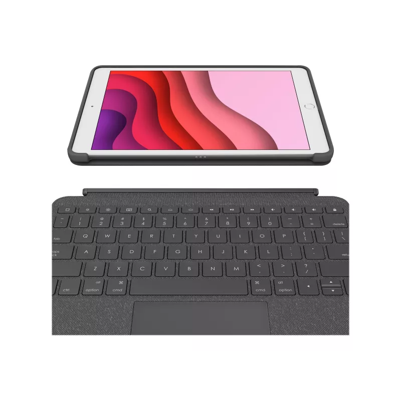 Logitech Combo Touch klávesnica a folio puzdro s touchpadom, podsvietená, Apple Smart Connector, AZERTY francúzska, grafitová, pre Apple 10,2