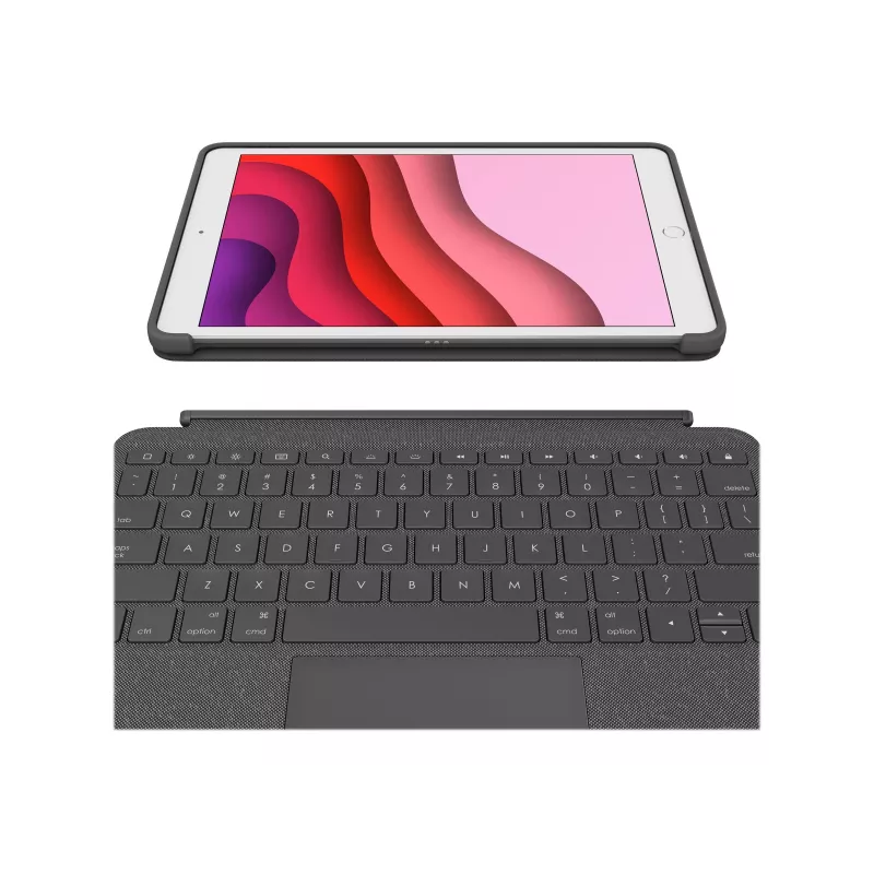 Logitech Combo Touch - klávesnica a folio puzdro - s trackpadom - podsvietená - Apple Smart Connector - QWERTY - talianska - grafitová - pre Apple 10,2-palcový iPad (7. generácia, 8. generácia, 9. generácia)