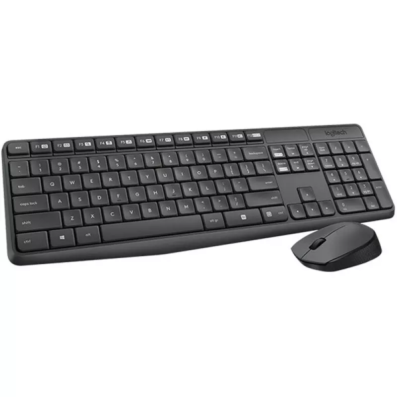 Logitech MK235 bezdrôtová klávesnica a myš set, 2,4 GHz RF, QWERTZ rozloženie, čierna, USB prijímač – 920-008031