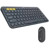 Logitech Pebble 2 Combo Tonal Graphite bezdrôtová sada klávesnice a myši, AZERTY francúzsky layout, Bluetooth & Logi Bolt USB prijímač, tiché kliknutia, Multi-Device, recyklovaný plast