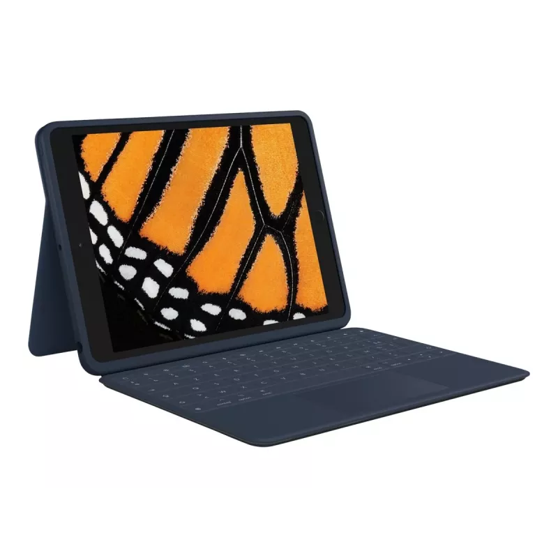 Logitech Rugged Combo 3 Touch for Education – klávesnica a folio puzdro – s touchpadom – Apple Smart Connector – AZERTY – francúzska – Classic Blue – pre vzdelávacie inštitúcie – pre Apple 10,2