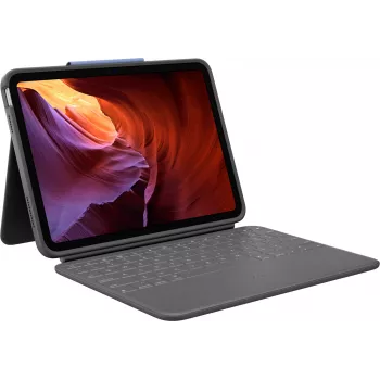 Logitech Rugged Folio s US International QWERTY klávesnicou pre Apple iPad 10. generácie (A2696) - grafitová, MIL-STD-810G ochrana proti pádu