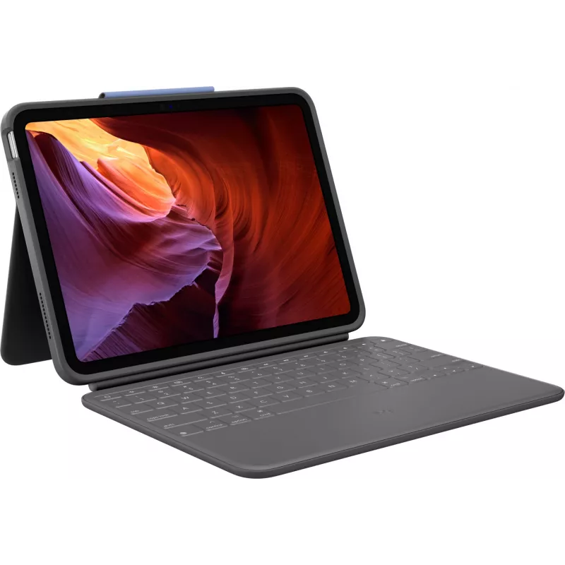 Logitech Rugged Folio s US International QWERTY klávesnicou pre Apple iPad 10. generácie (A2696) - grafitová, MIL-STD-810G ochrana proti pádu