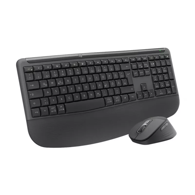 Logitech Signature Comfort Plus Combo MK880 for Business - sada klávesnice a myši - Full Size - s LED indikátorom batérie - bezdrôtová - USB-C, Bluetooth LE - QWERTZ - nemecká - grafitová