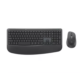 Logitech Signature Comfort Plus Combo MK880 for Business - sada klávesnice a myši - Full Size - s LED indikátorom batérie - bezdrôtová - USB-C, Bluetooth LE - QWERTZ - nemecká - grafitová