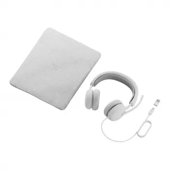Logitech Zone Wired 2 On-Ear USB-C headset s mikrofónom na ramene s potlačením hluku, Off-White
