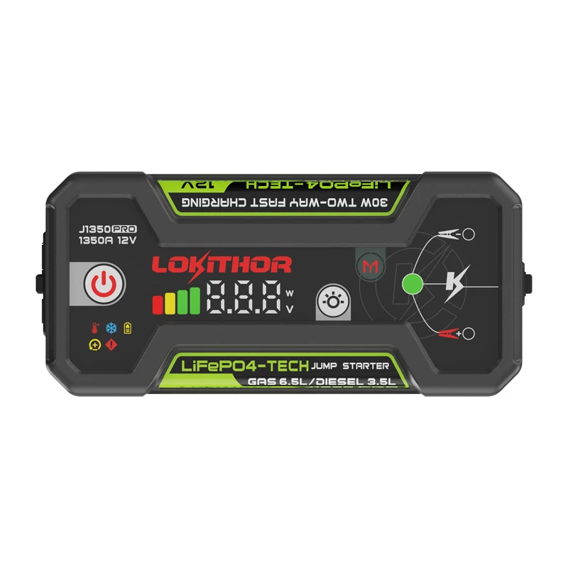LOKITHOR J1350 Pro 25.6Wh 12V jump starter s 2500A špičkovým prúdom a vzduchovým kompresorom