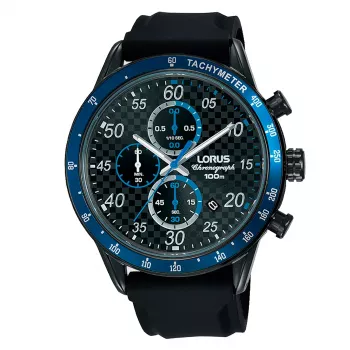 Lorus pánske quartz analógové hodinky RM337EX9 modrý ciferník hnedý kožený remienok 43mm