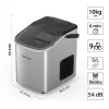 Lovio LVIM001SL Crystal Ice Home výrobník ľadu – 12 kg/24h, nádrž 2,2L, strieborná/čierna