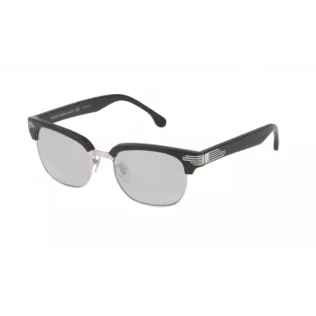 LOZZA SL2253M52579X unisex obdĺžnikové slnečné okuliare - lesklý čierny acetátový rám, sivé gradientové polykarbonátové šošovky, šírka šošovky 52 mm, 100 % UV400 ochrana