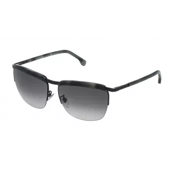 LOZZA SL2282M590531 unisex obdĺžnikové slnečné okuliare havannový acetátový rám sivé polykarbonátové šošovky UV400 59 mm