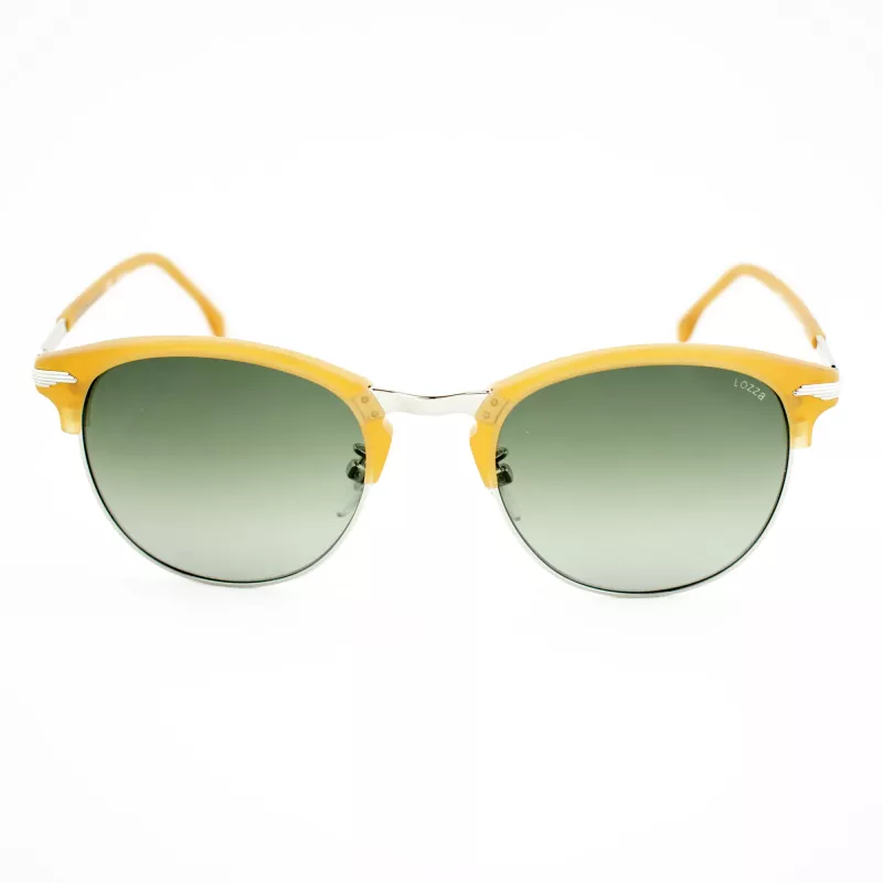 LOZZA SL2293M-579V pánske slnečné okuliare, hranaté, havana acetátový rám, zelené polykarbonátové sklá, 52 mm