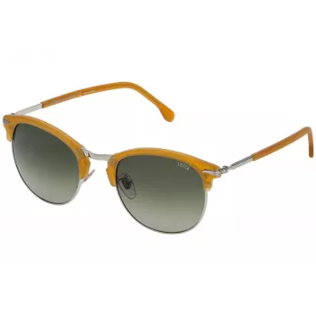 LOZZA SL2293M-579V pánske slnečné okuliare, hranaté, havana acetátový rám, zelené polykarbonátové sklá, 52 mm
