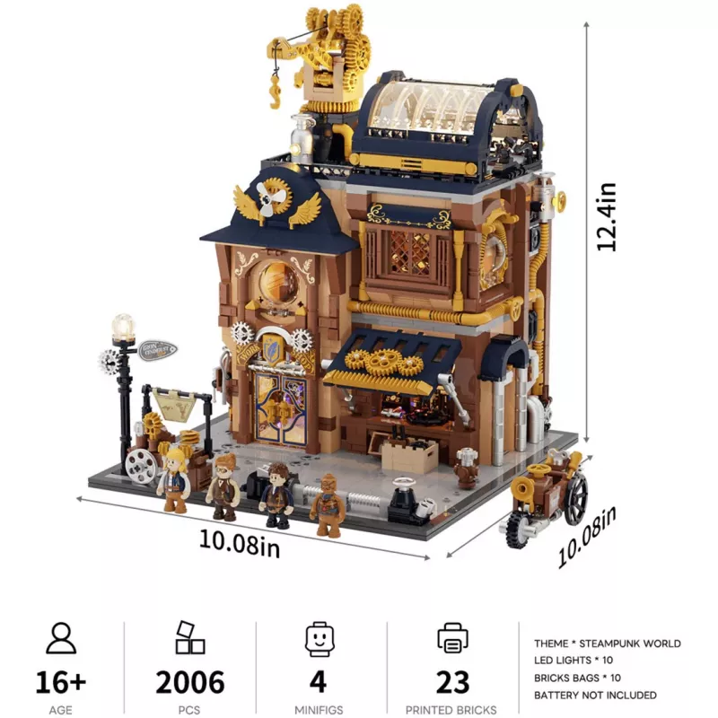 Lumibricks Steampunk Mechanical Workshop stavebnica s LED osvetlením - 2150 dielov
