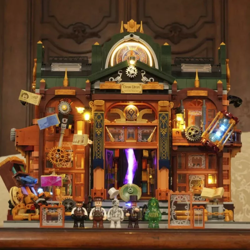 Lumibricks Steampunk Time Rift Library DIY miniatúrna sada knižného kúta