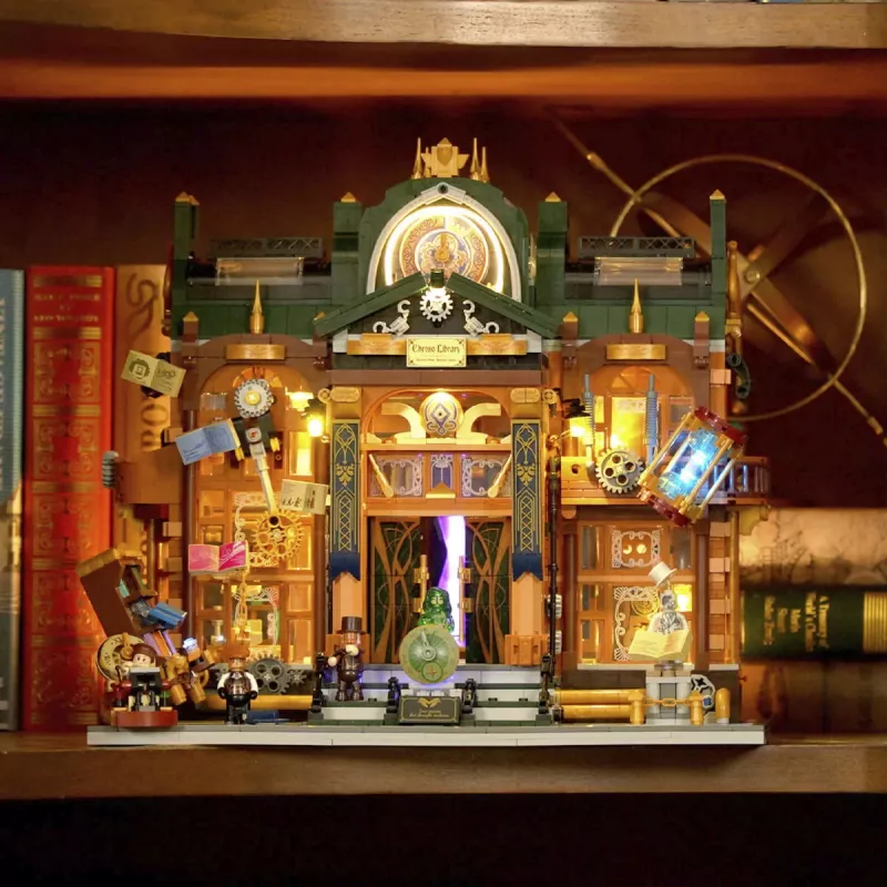 Lumibricks Steampunk Time Rift Library DIY miniatúrna sada knižného kúta