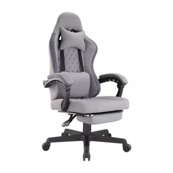 LUMIVIDA HS084714 ergonomická herná stolička s opierkou hlavy a bedrovej časti, čierna/červená, PU koža, sklon 90-155°, nosnosť 150 kg