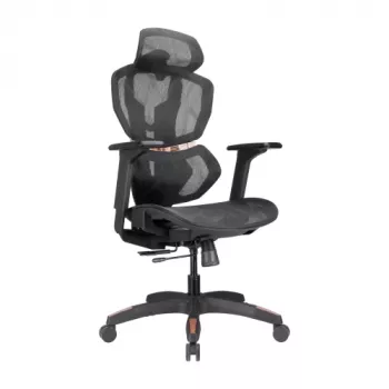 LUMIVIDA PREMIUM ergonomická kancelárska stolička s opierkou hlavy a bedrovej chrbtice, 3D nastaviteľné podrúčky - čierna