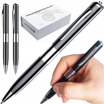 LUXURY-GOODS Mini špionážne guľôčkové pero s hlasovým rekordérom USB 15H HQ s detekciou odpočúvania