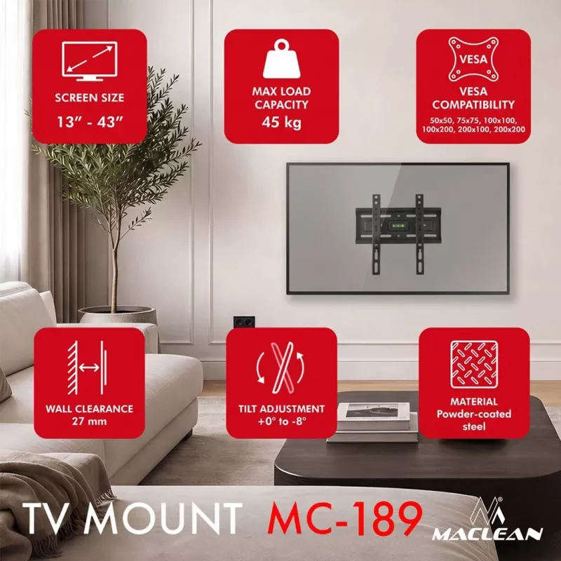 MACLEAN MC-189 naklápací TV nástenný držiak pre 13-43