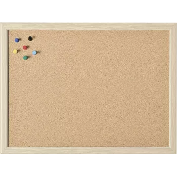 Magnetoplan nástenka s dreveným rámom 1000 x 600 mm, lisovaný prírodný korok, samohojivá, nástenná montáž, na pripínanie poznámok, memo a fotiek (121924)