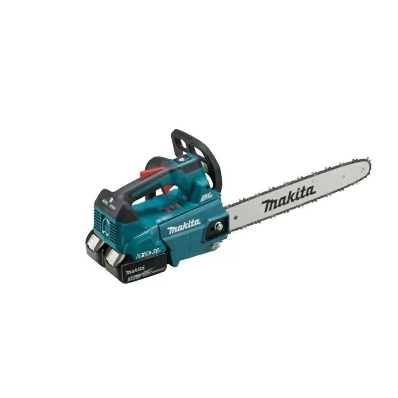 Makita DUC406PT2B 36V akumulátorová reťazová píla Top-Handle 40 cm (16 inch) s 2x 5,0 Ah batériami a dvojitou nabíjačkou