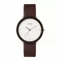 MAM MAM628 unisex hodinky 39 mm puzdro z teakového dreva čierny kožený remienok