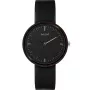 MAM MAM642 unisex 39 mm teakové drevené hodinky s čiernym koženým remienkom