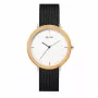 MAM MAM687 unisex 39 mm hodinky z teakového dreva s čiernym koženým remienkom