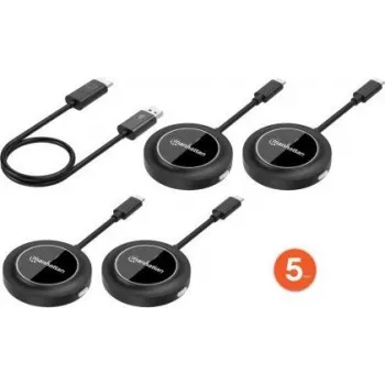 MANHATTAN 1080p bezdrôtová HDMI prezentačná sada displeja so 4 USB-C vysielacími modulmi, čierna