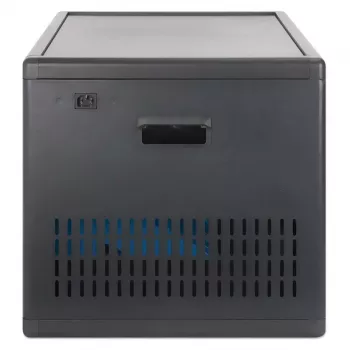 Manhattan 12-slotová USB-C nabíjacia skriňa na notebooky na kolieskach, 65W na port, 780W celkom, oceľ, čierna, UK a EU káble, 395x32,5x290mm priehradky