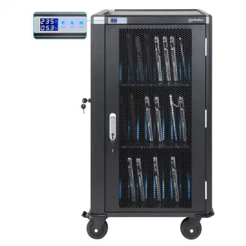 Manhattan 30-bay nabíjací vozík na notebooky/trolley cez AC adaptér (EU) - uzamykateľná oceľová skriňa, 220-240V, 2300W, CEE 7/7 konektor, 3m kábel, 4 kolieska