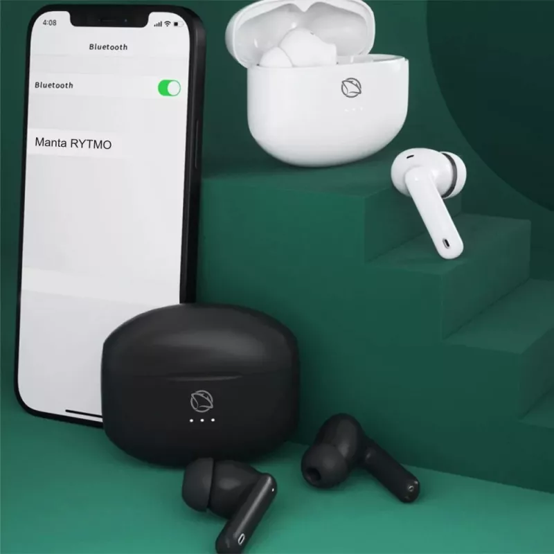 Manta MTWS008W Rytmo White True Wireless Bluetooth 5.0 Slúchadlá s nabíjacím puzdrom