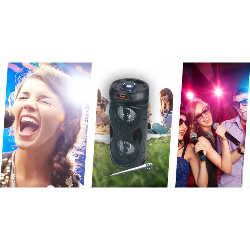 Manta SPK815 prenosný Bluetooth party reproduktor s karaoke, 30W RMS, disco LED, FM rádio, USB/SD/AUX