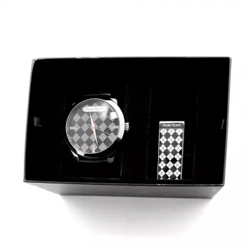 MARC ECKO pánske náramkové hodinky E11591G1 - 45 mm quartz analógové čierny ciferník strieborný remienok