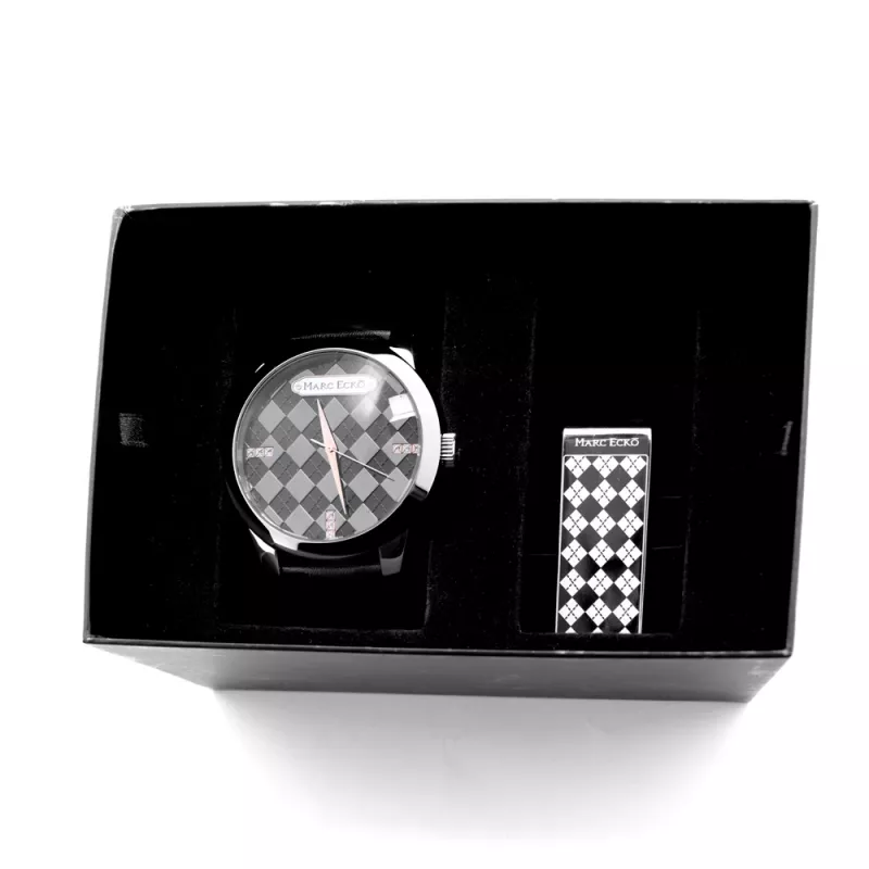MARC ECKO pánske náramkové hodinky E11591G1 - 45 mm quartz analógové čierny ciferník strieborný remienok