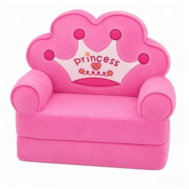 MARKA NIEZDEFINIOWANA relaxačné kreslo sofa-lehátko s korunou 2-in-1 pre deti Soft Pink
