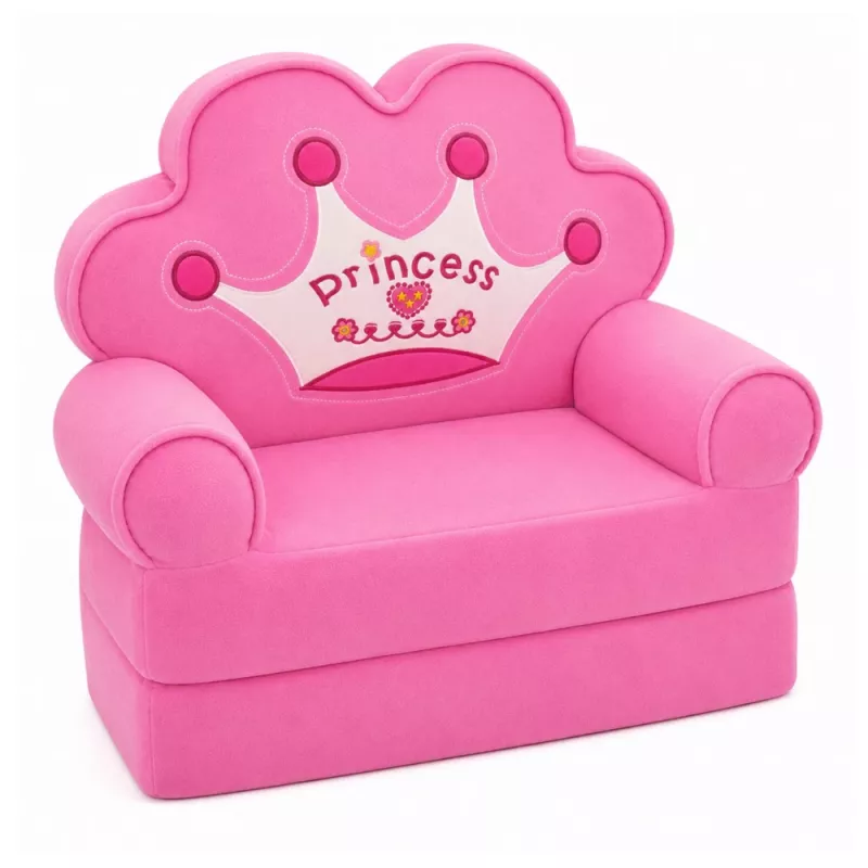 MARKA NIEZDEFINIOWANA relaxačné kreslo sofa-lehátko s korunou 2-in-1 pre deti Soft Pink