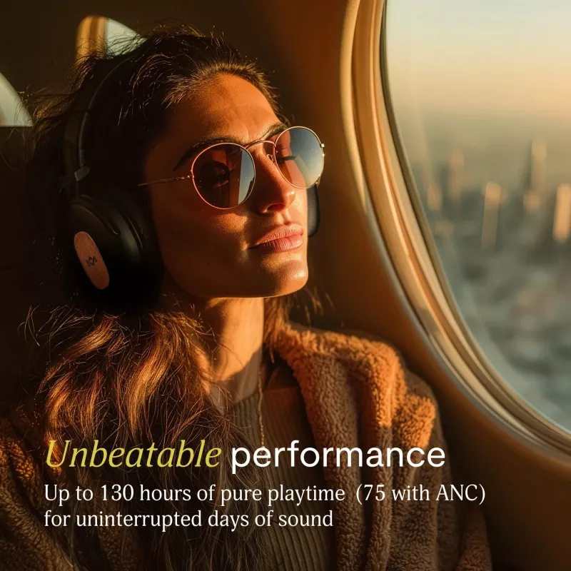 Marley Positive Vibration Rebel Bluetooth ANC over-ear slúchadlá – Signature Black