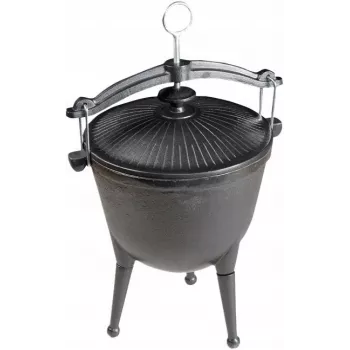 MASTER GRILL liatinový kotlík MG629 – 8L, predkorenený, na táborák a outdoorové varenie