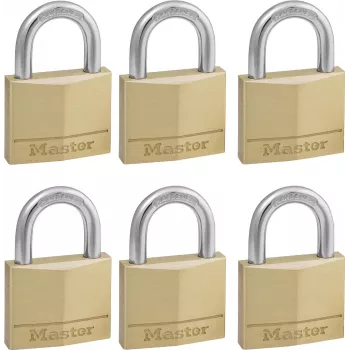 Master Lock 140EURSIX balenie 6 ks rovnako uzamykateľné visiace zámky 22mm mosadzné telo